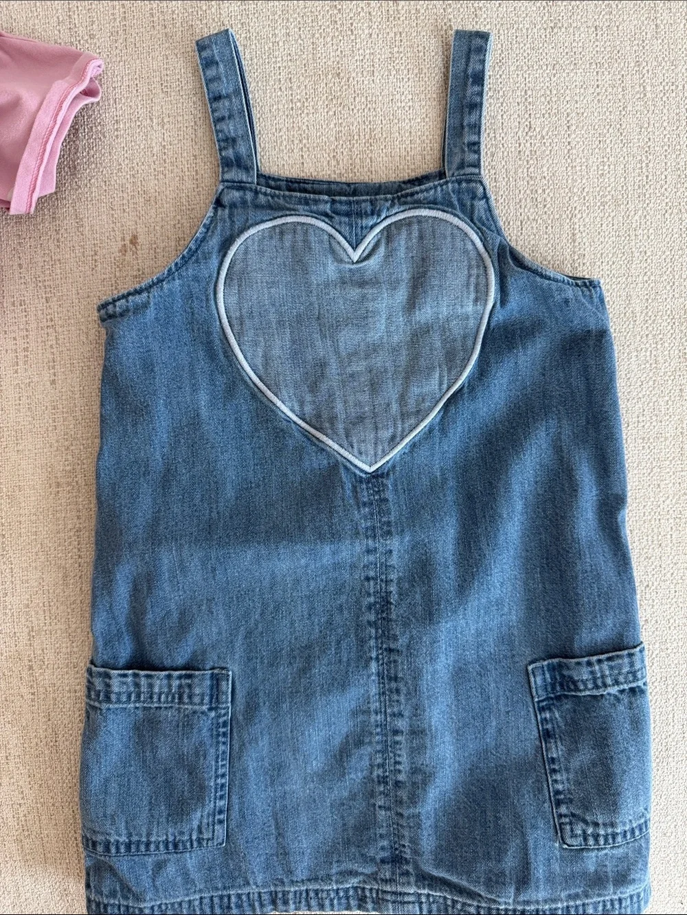 GAP Denim Heart Pinafore with Pink Heart Tee